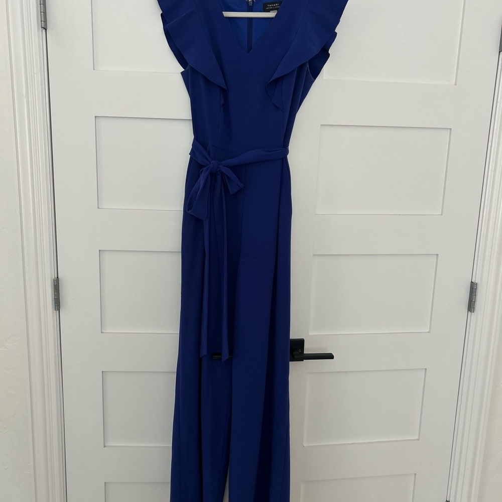 Elegant Blue Jumpsuit with Ruffle Details